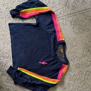 Aviator Nation Navy Sweatshirt with Rainbow Stripes
